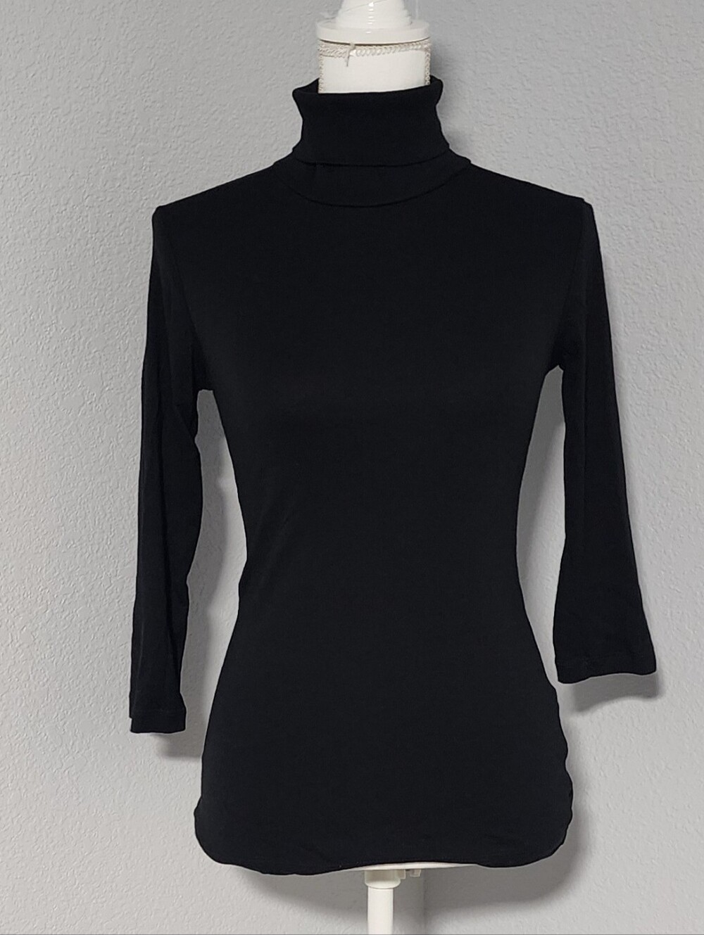 Vintage Y2K GAP Black 3/4 Sleeve Turtle Neck Blouse Womens Size Medium